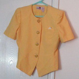 Vintage Yellow Short Sleeve Jacket Size 12